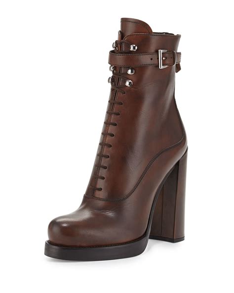 prada lace up ankle boots|Prada chunky heel ankle boots.